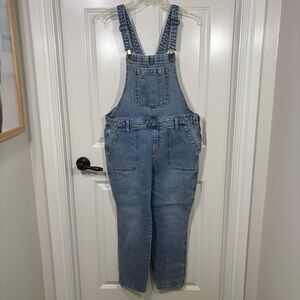 Old Navy Light Blue Denim Overalls Women’s 14P Side Zip Closure